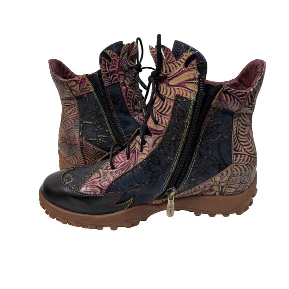L’Artiste by Spring Step Ileana Boots EU 40 US 9.5 Multicolor Leather Lace Up An - Picture 2 of 12